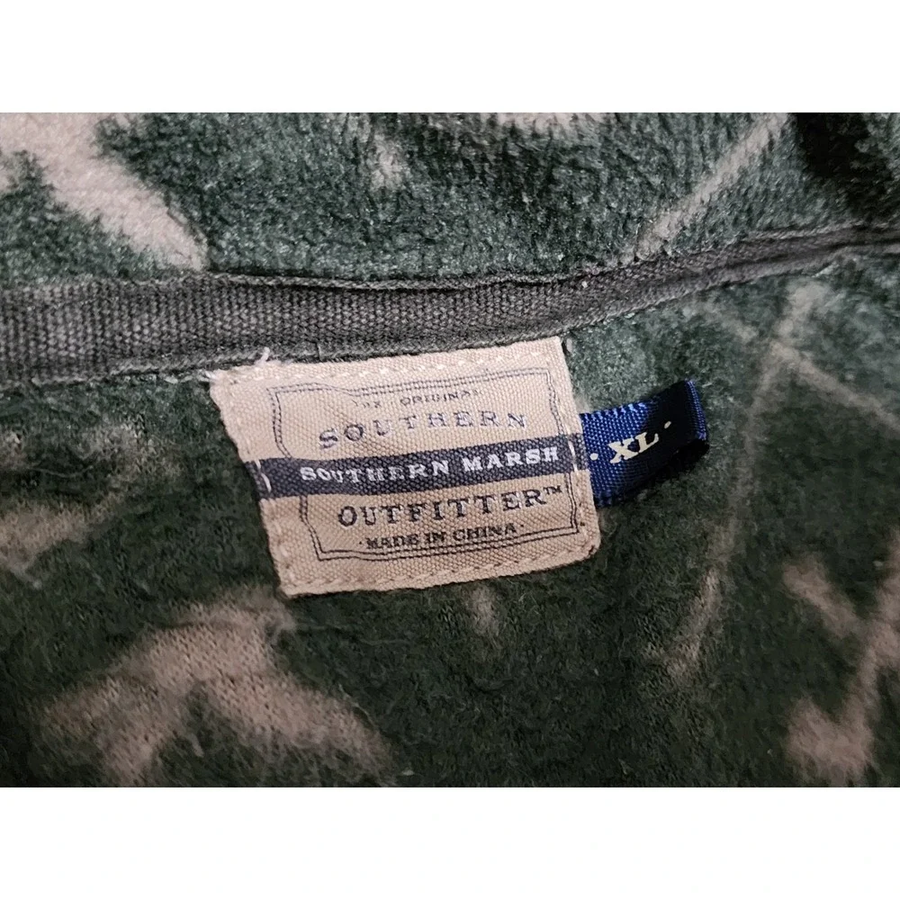 Southern Marsh Woodlands Fleece Men XL 1/2 Zip Pullover Green White Logo Camping